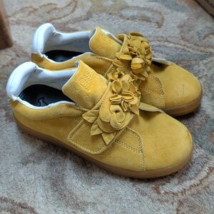 Goats Golden Yellow Suede Floral Strap Sneakers